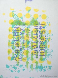 A Colorful Gelli Print Party at aColorfulJourney.com with Carolyn Dube