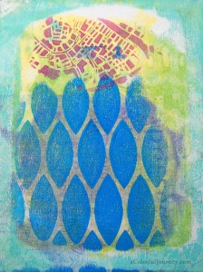 A Colorful Gelli Print Party at aColorfulJourney.com with Carolyn Dube