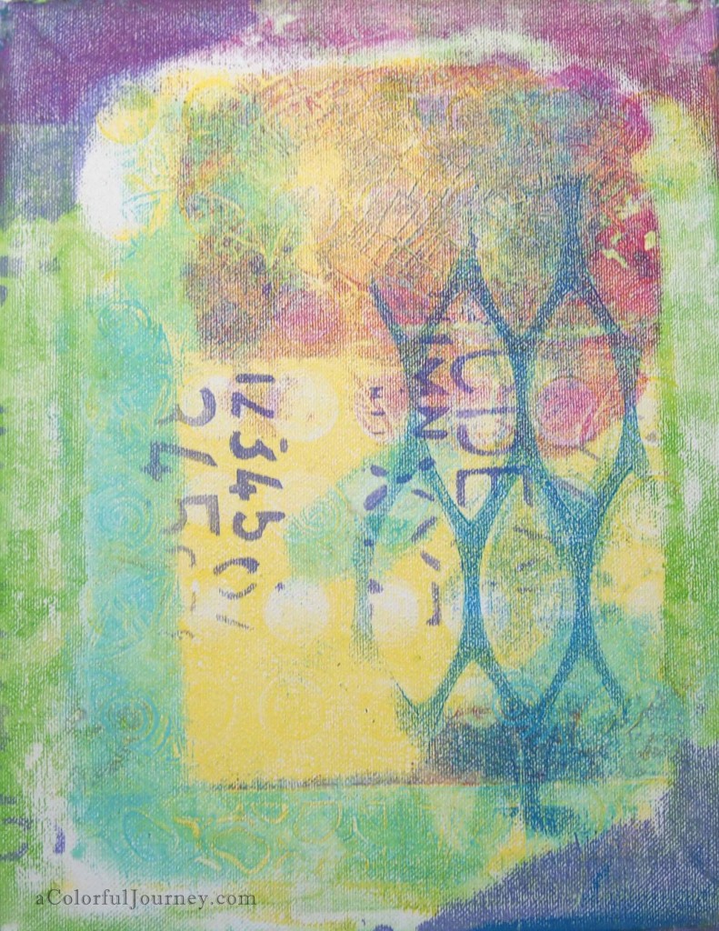 A Colorful Gelli Print Party at aColorfulJourney.com with Carolyn Dube