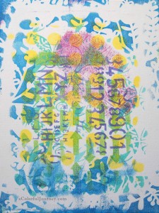 A Colorful Gelli Print Party at aColorfulJourney.com with Carolyn Dube