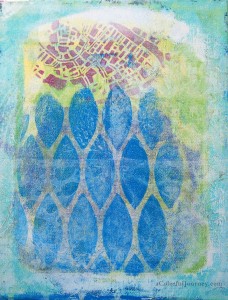 A Colorful Gelli Print Party at aColorfulJourney.com with Carolyn Dube