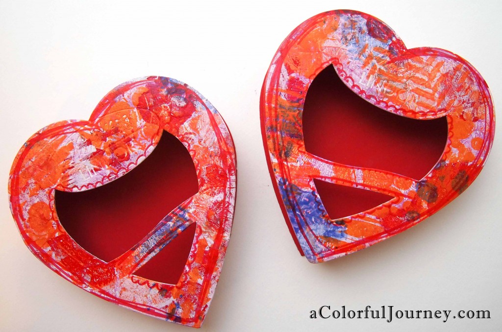 Valentine's Day box Gelli Plate style with Carolyn Dube