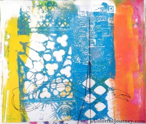 Step-by-step Gelli print journal page with Carolyn Dube
