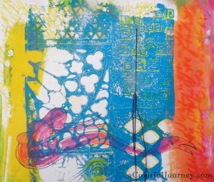 Step-by-step Gelli print journal page with Carolyn Dube