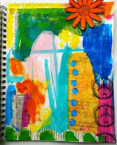 Step by step art journal page with Carolyn Dube