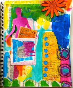 Step by step art journal page with Carolyn Dube