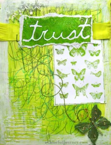 Step by step art journal page with Carolyn Dube