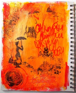 Step-by-step art journal page that captured how badly Carolyn Dube needed her art time!