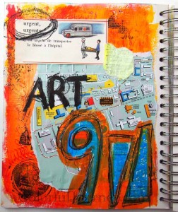 Step-by-step art journal page that captured how badly Carolyn Dube needed her art time!