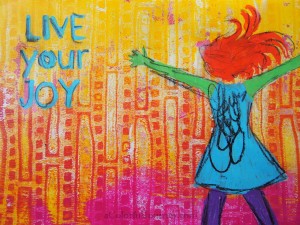 Video tutorial by Carolyn Dube using a Gelli Plate with the Jump for Joy Stencil from Stencil Girl Products