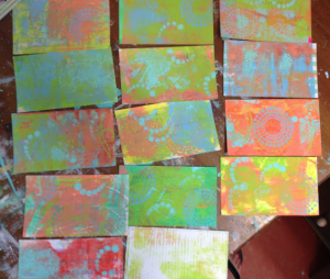 June Colorful Gelli Print Party Check In