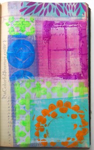 Video tutorial of art journal page using StencilGirl stencils by Carolyn Dube 