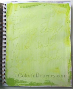 Step-by-step art journal page using Lesley Riley'sTAP by Carolyn Dube