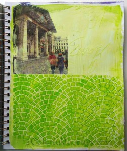 Step-by-step art journal page using Lesley Riley'sTAP by Carolyn Dube