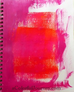 Step-by-step art journal page using Nathalie Kalbach's Bass stencil with Carolyn Dube