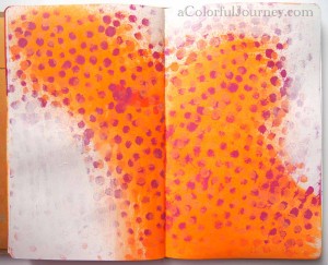 Step by step art journal page using Nathalie Kalbach's What The Point Stencil from StencilGirl Products by Carolyn Dube