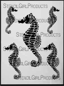 Seahorses stencil at StencilGirl Products by June Pfaff Daley