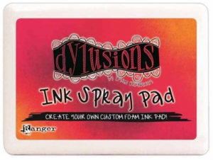 Video tutorial with Dylusions new Spray Ink Pad to make a quick art journal page with rubber stamps and stencils by Carolyn Dube