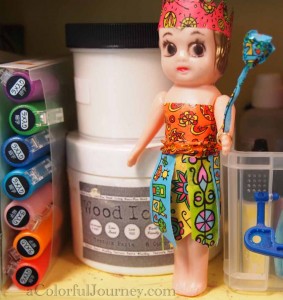 Video tutorial on how to dress a doll in washi tape with Artysville's tape by Carolyn Dube 