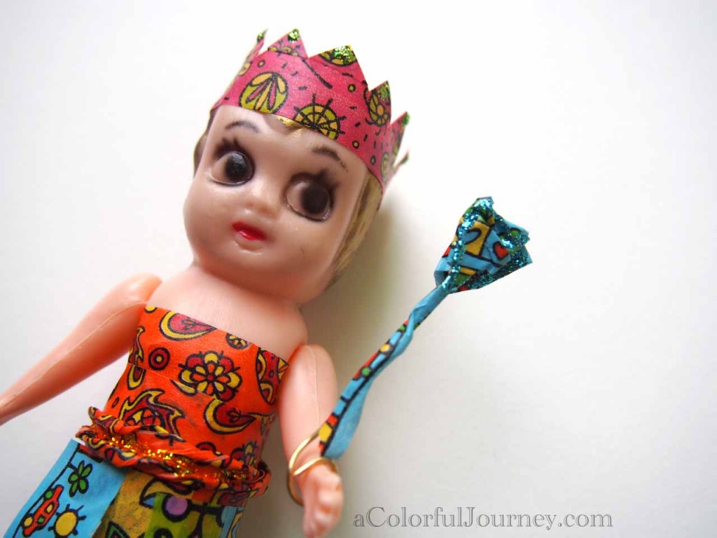 Video tutorial on how to dress a doll in washi tape with Artysville's tape by Carolyn Dube 