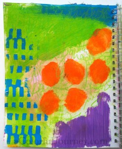 Video tutorial using Xryon adhesives and Kleenex in an art journal by Carolyn Dube with a few stencils too