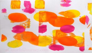 Video tutorial using a 6 x 6 Gelli Plate by Carolyn Dube for A Colorful Gelli Print Party