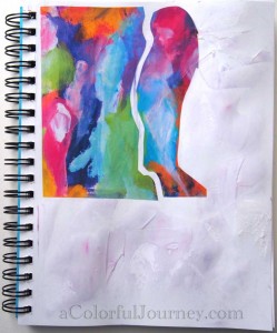 Step-by-step art journal page showing how I connect with my feelings by Carolyn Dube 