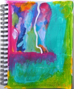 Step-by-step art journal page showing how I connect with my feelings by Carolyn Dube 