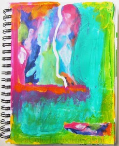 Step-by-step art journal page showing how I connect with my feelings by Carolyn Dube 