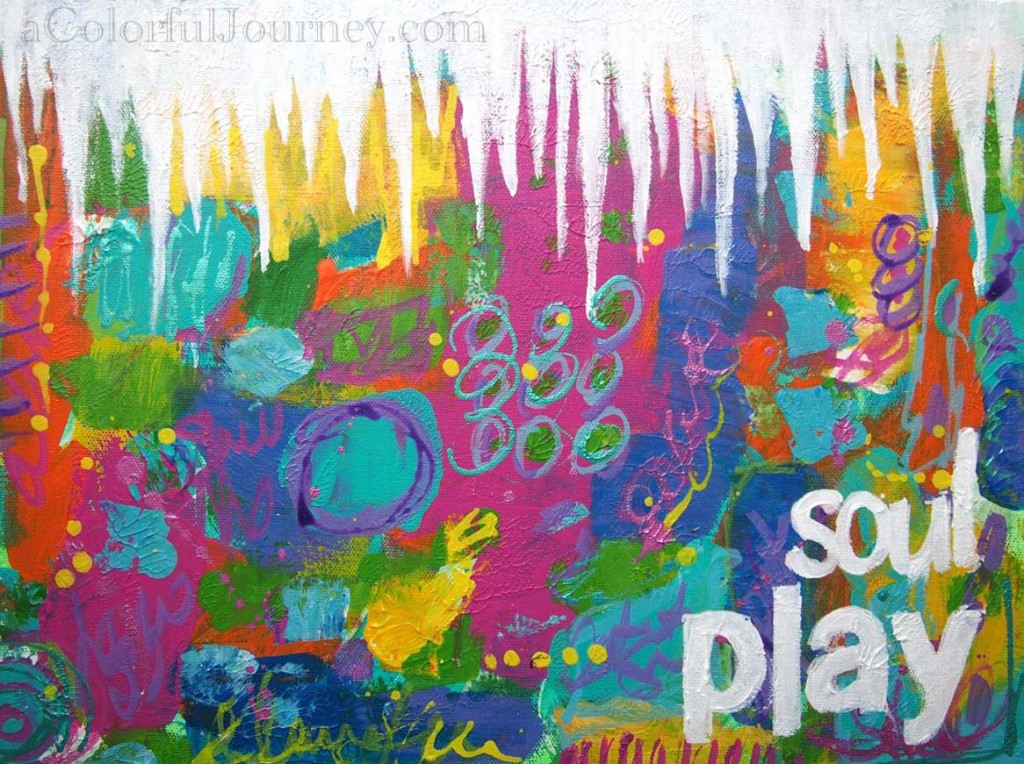 Video tutorial of mixed media and stencil play inspired by icicles by Carolyn Dube