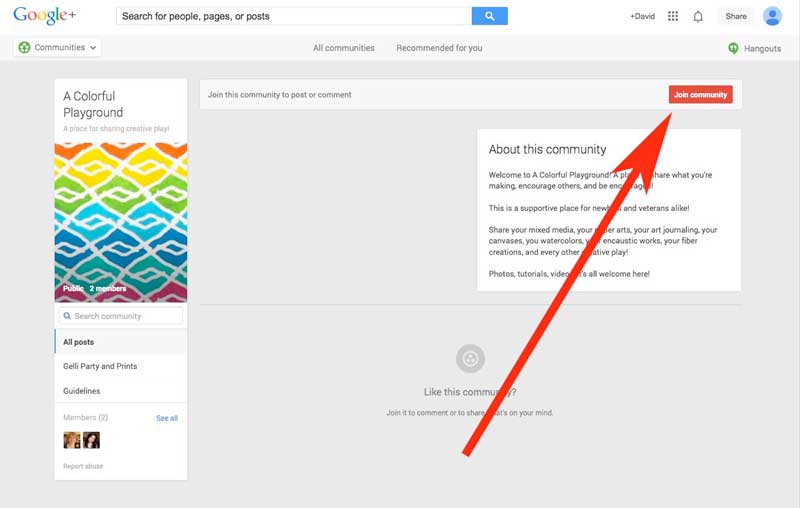 How to use a Google+ community