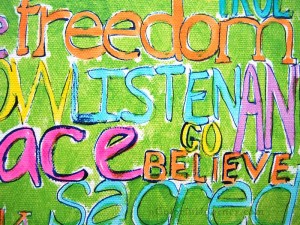 Using a stencil on canvas and finding some wisdom by Carolyn Dube