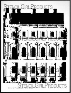 1700s building stencil by Carolyn Dube for StencilGirl Products