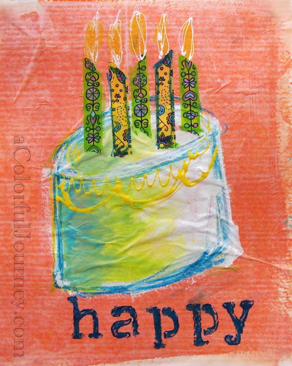I needed a birthday card and I just wanted to play in my studio so by making a card myself with deli paper, washi tape, and paint I did both along with a video too!