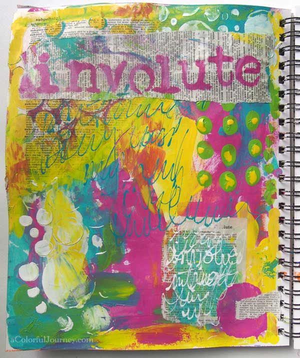 My art journal page was inspired by the National Spelling Bee and a scrap of paper.