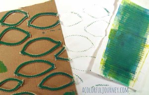 A Colorful Gelli Print Party video tutorial using rope to make your own texture tool for Gelli Printing