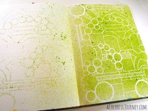 Video of my mixed media art journal play with a doodling stencil 