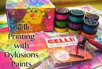 Video packed with Gelli® printing play with Dylusions paints and a plain box
