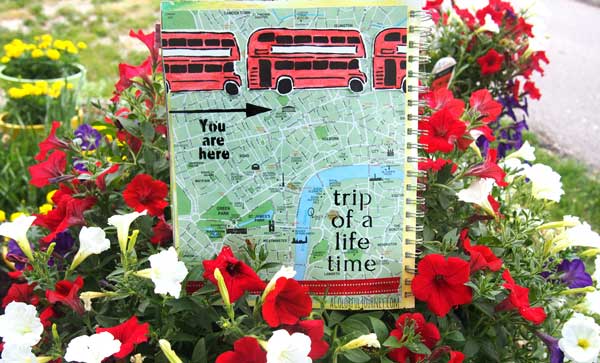 Using travel stencils tutorial in an art journal with Carolyn Dube