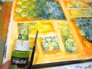 I'm sharing my process and thought in my head as I art journal with spray painted papers