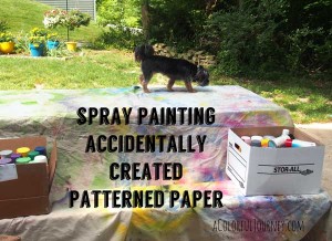 I'm using spray paints with a stencil to create patterned paper