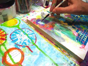 A friend and I video taped our art play as we traded canvases after each step - see how it all turned out!
