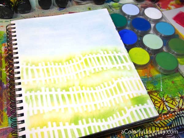 Great video showing how to seal PanPastels and how to use them with stencils in an art journal!