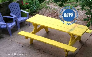 I just couldn't help but paint my picnic table with paint and stencils