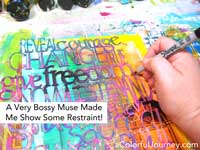 Carolyn’s muse is showing her who is boss by making her show some restraint as she uses Craft Attitude and stencils on a Gelli print®!
