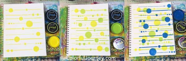 A fun video showing how to stencil using  Dylusions paints and a mod looking circle stencil from StencilGirl and Carolyn Dube