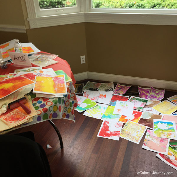 The fun from the play at a Gelli printing® workshop with Carolyn Dube