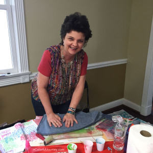 The fun from the play at a Gelli printing® workshop with Carolyn Dube
