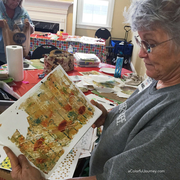 The fun from the play at a Gelli printing® workshop with Carolyn Dube