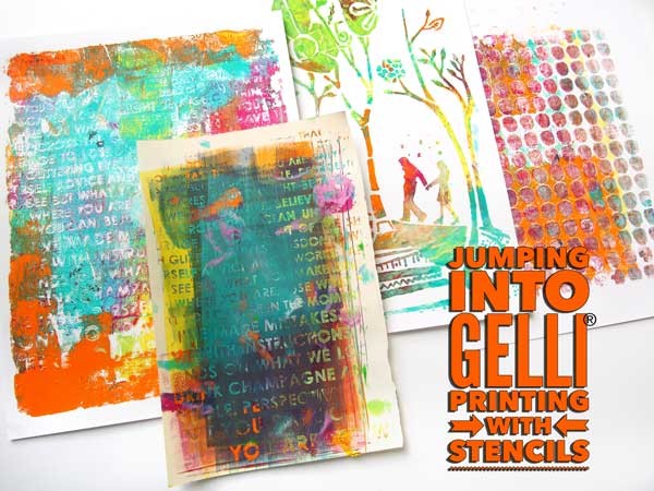 Gelli printing® workshop with stencils with Carolyn Dube